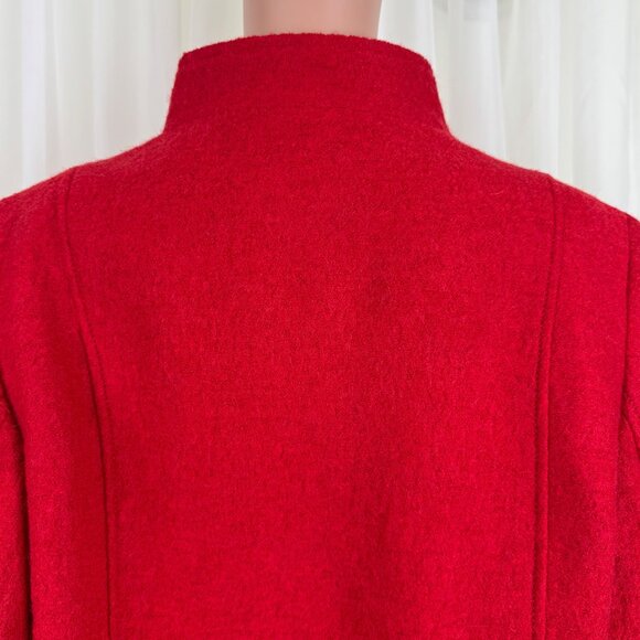 Women's Talbots Plus Mid Length Boucle Wool Blend Coat Jacket Sz 14W Bright Red - Picture 10 of 14